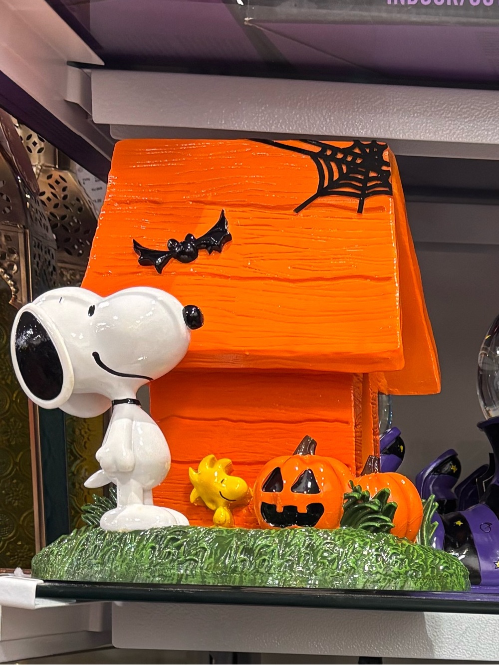Snoopy Halloween Figurine with Orange Doghouse Accent